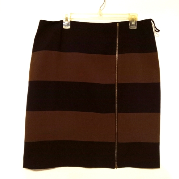 Y2K Bratz Mini Skirt Straight Preppy W 14 Black Brown Lined Full Front Zipper - Picture 1 of 12